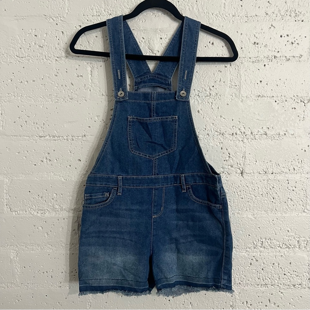The Children’s Place Girls Short  Overalls 12 Blue Denim Raw Hem NEW U15